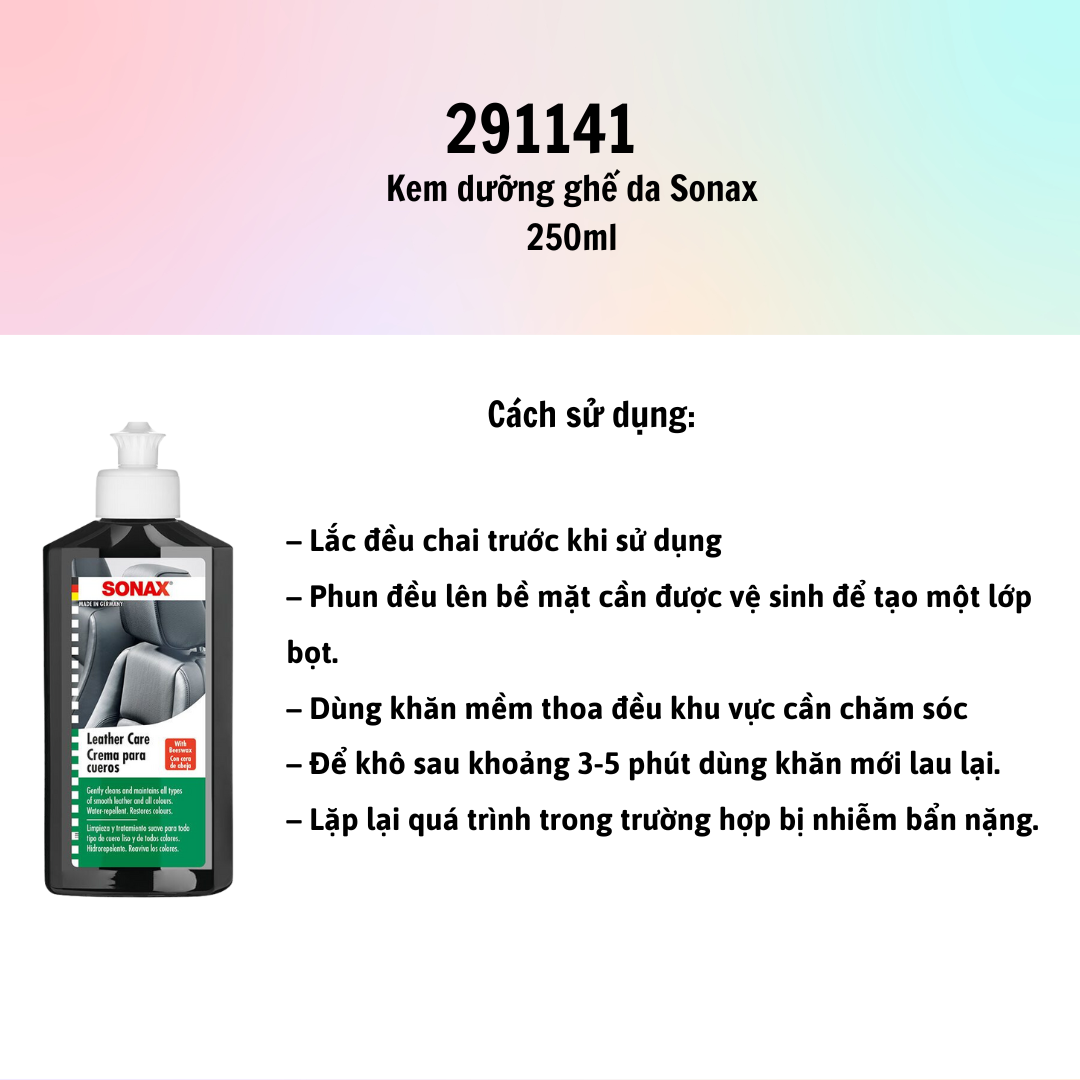 Kem dưỡng ghế da Sonax 291141 (250ml)