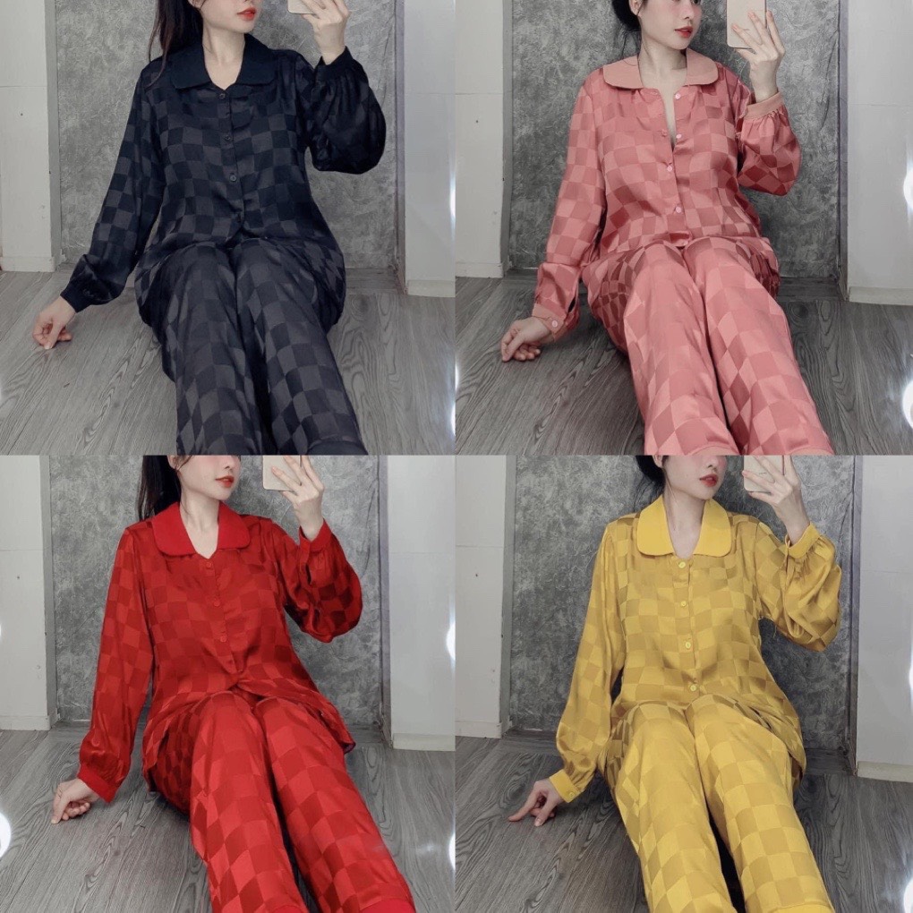Bộ lụa gấm họa tiêt ô vuông cao cấp