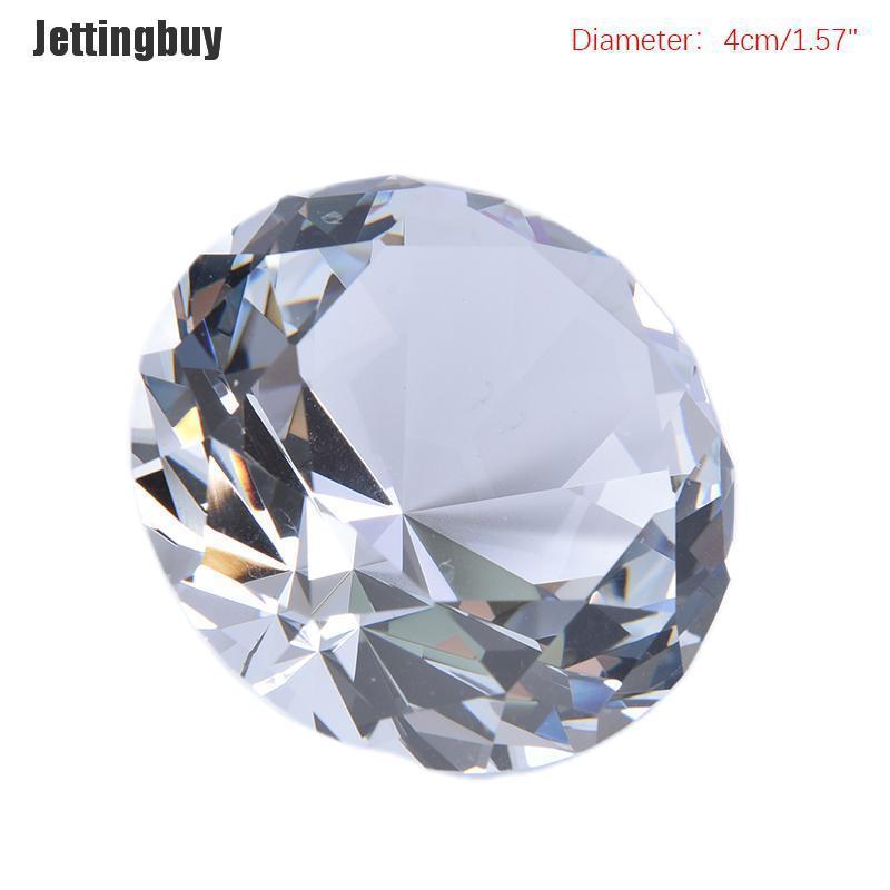 Jettingbuy Crystal Clear Paperweight Faceted Cut Glass Giant Diamond Jewelry Decor Craft