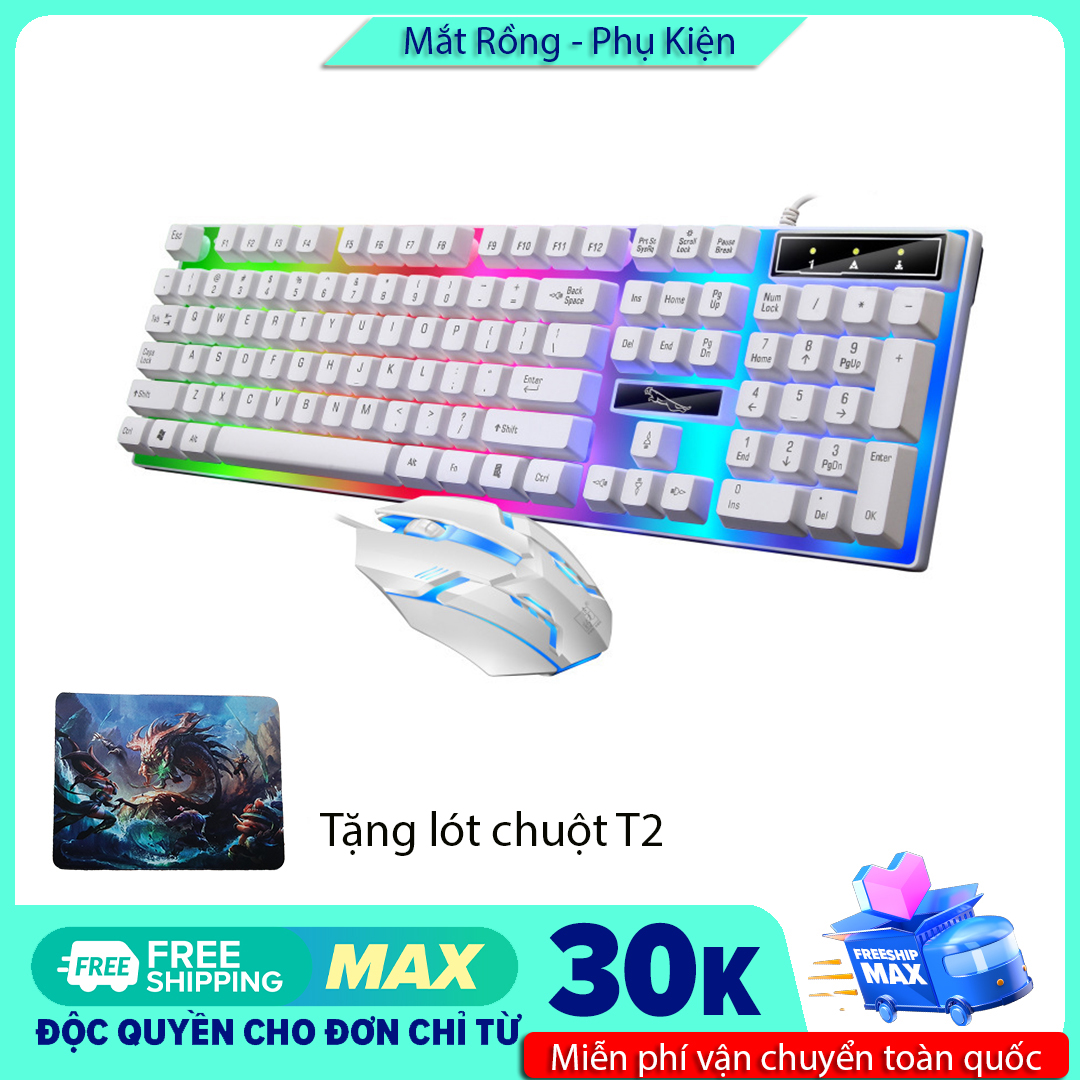 [Màu Trắng- tặng lót chuột] Bộ bàn phím và chuột G21B chuyên Game Led 7 màu