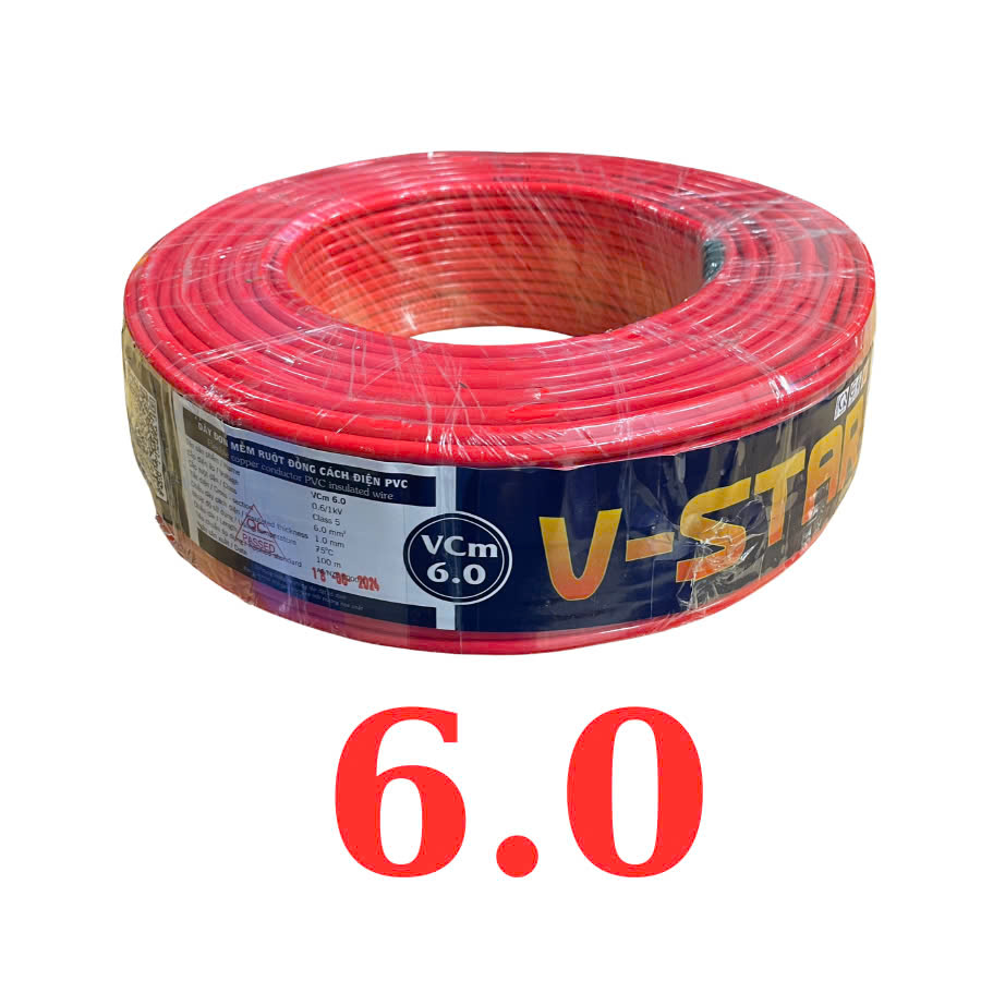 Dây Điện VĨNH THỊNH V-STAR VCm 6.0 đơn mềm ( giá 1mét )-Linh kiện Điện tử Quỳnh Diễn