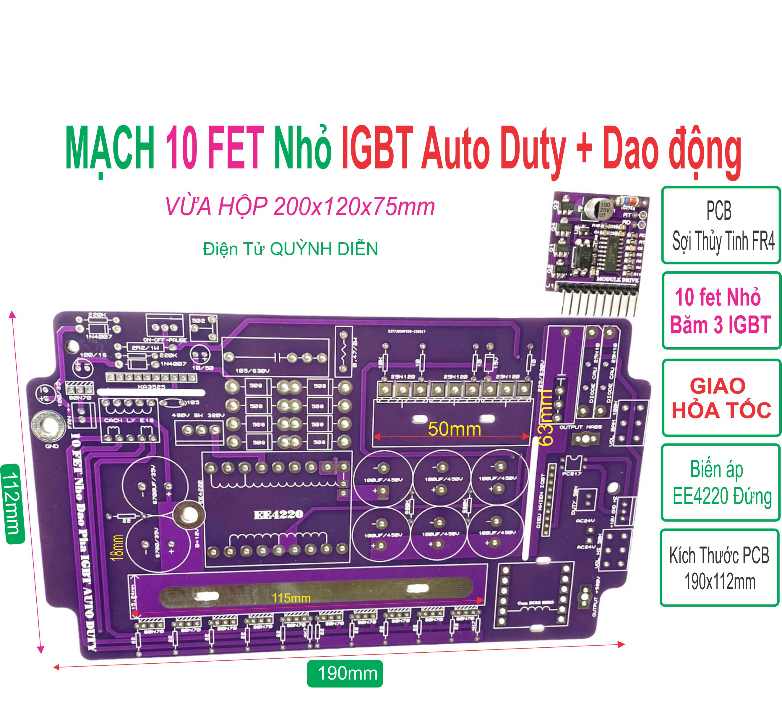Pcb bo mạch kích đ iện 10 fet nhỏ băm igbt auto duty - linh kiện điện tử quỳnh diễn