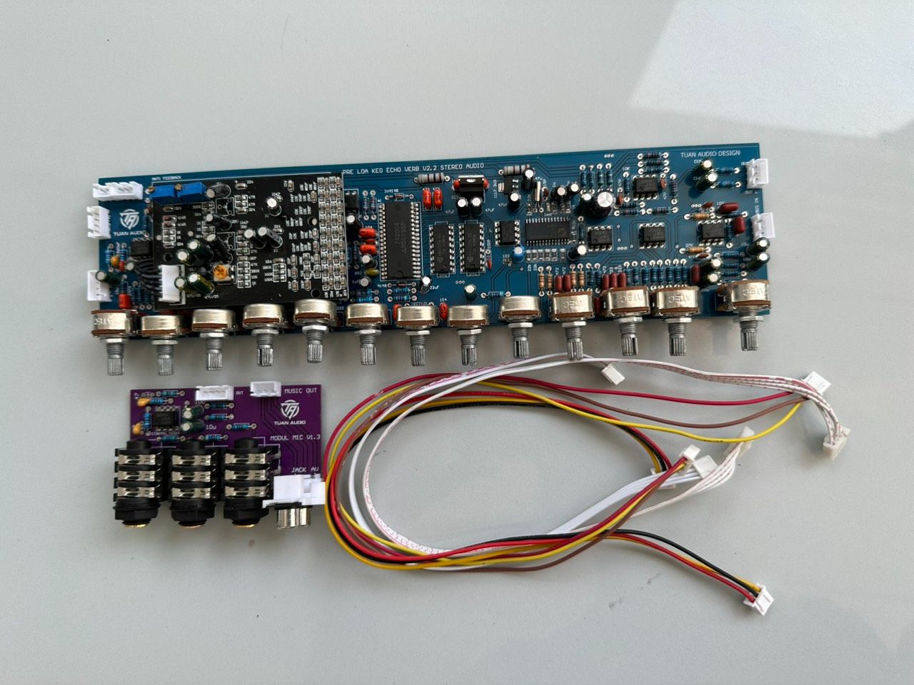 Mạch pre loa kéo echo - reverb v1.6 chip m50195 anti feedbacks