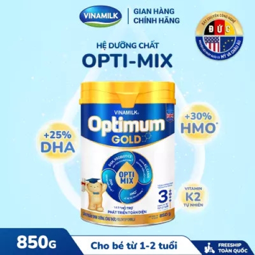 (Mẫu Mới) SỮA BỘT VINAMILK OPTIMUM GOLD 3 850G.