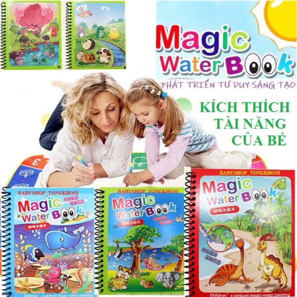 Tranh tô màu nước ma thuật, sách tô màu nước thần kỳ tự xóa, sách magic water book tái sử dụng cho bé giá tốt HƠN 20 CHỦ ĐỀ