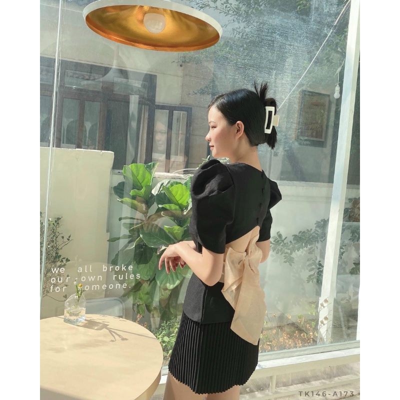 Đầm Xoè cổ V Nơ Lưới - ST8297