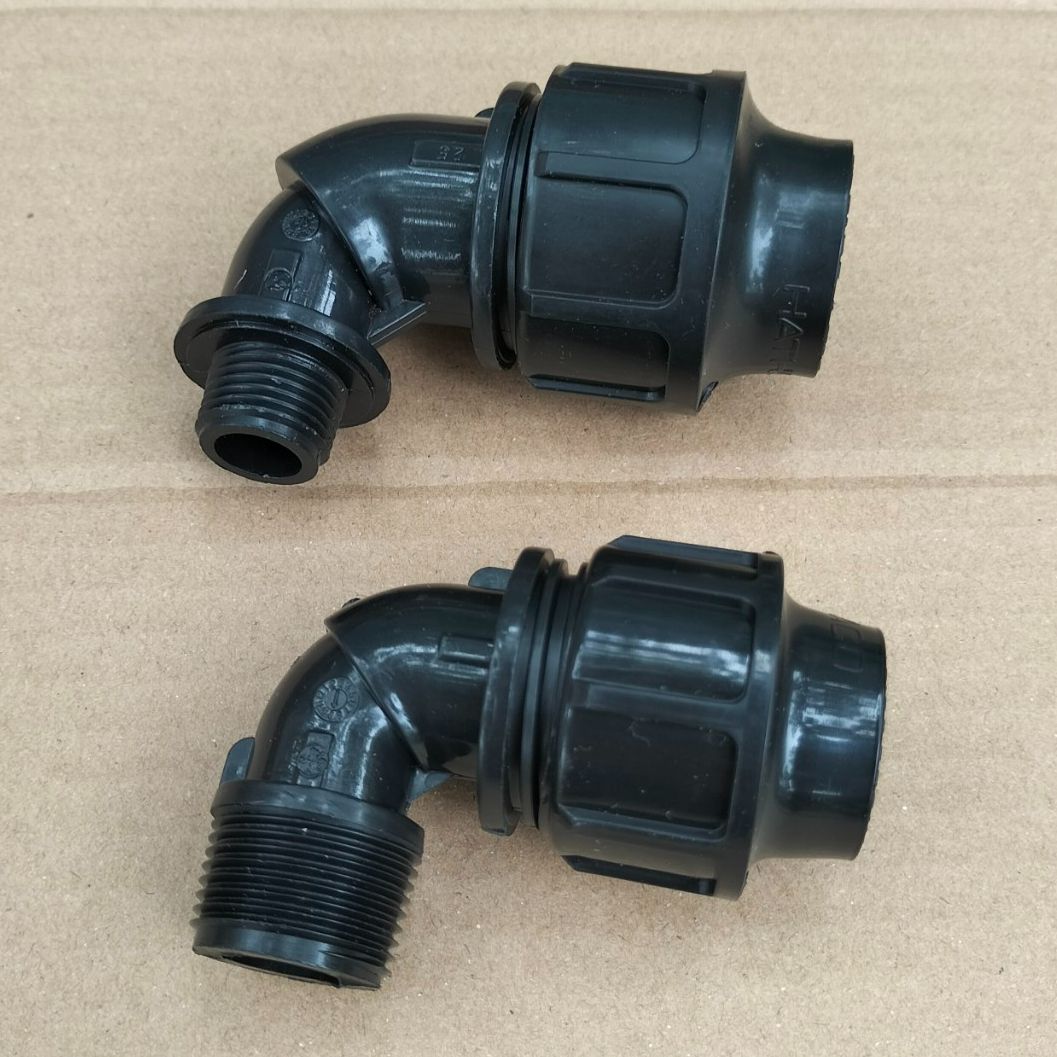 2 cái; Góc ren ngoài ống nước sạch HPDE phi 20