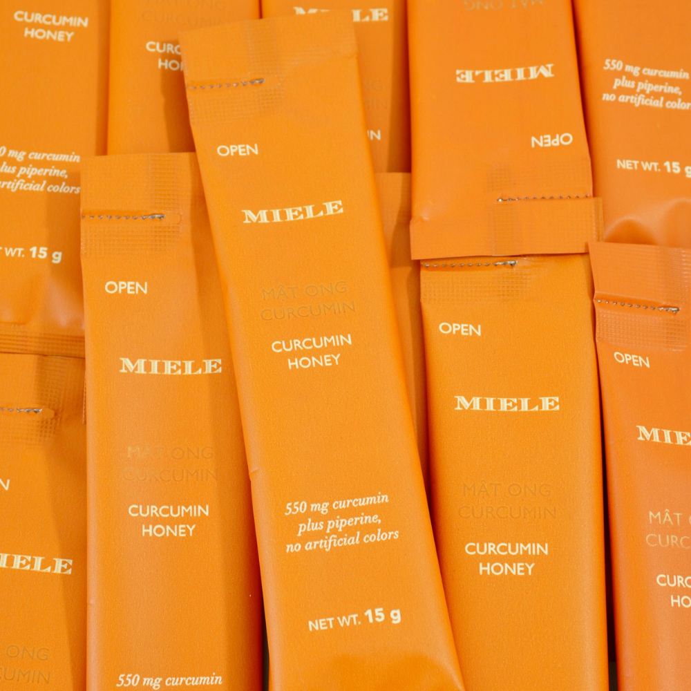 Gói Stick Mật Ong Nghệ Curcumin Miele 15G