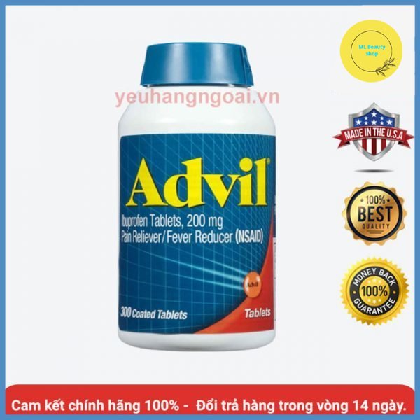 Advil 200mg 300 viên của Mỹ ĐẢM BẢO CHÍNH HÃNG MỸ 100%.