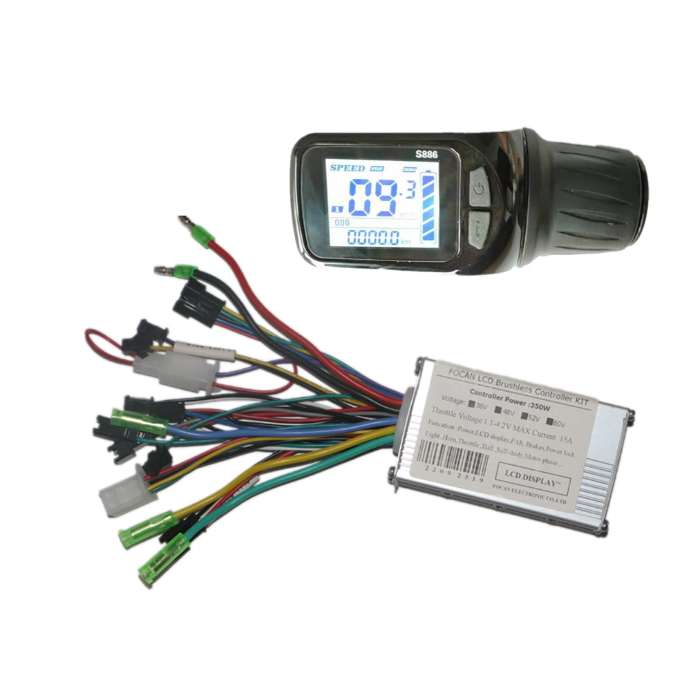 24v-48v36v-60v 250w 350w xe đạp điện xe tay ga không chổi than hub điều khiển động cơ s886 lcd hiển thị bảng điều khiển ngón tay cái ga ebike