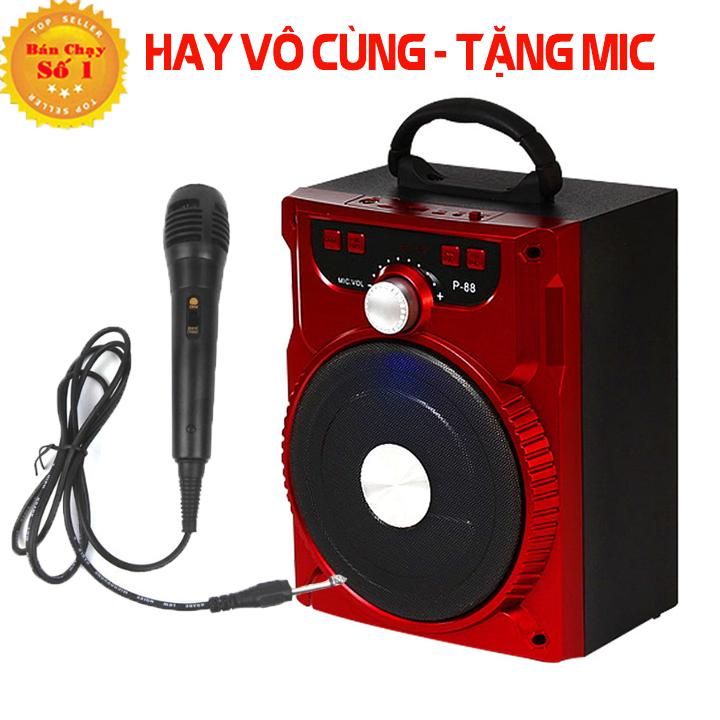 Loa Kẹo Kéo Có Mic Hát Karaoke Nghe Nhạc Bluetooth Loa bluetooth loa kraoke cắm thẻ nhớ nghe đài FM Siêu Hay - Tặng kèm Mic