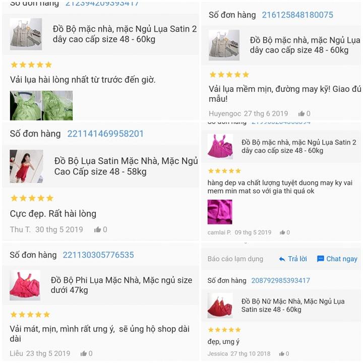 Đồ Bộ Lụa Satin Tay Cánh Tiên Phối Ren Cao Cấp (Có Video Nhiều màu)