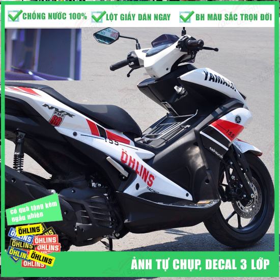 [ QUÀ TẶNG] Tem Xe NVX Đỏ Trắng Thiết Kế Thể Thao