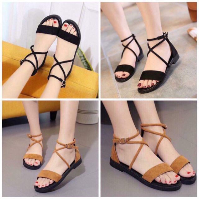 Giày sandal nữ đi học quai hậu bản ngang - sm06