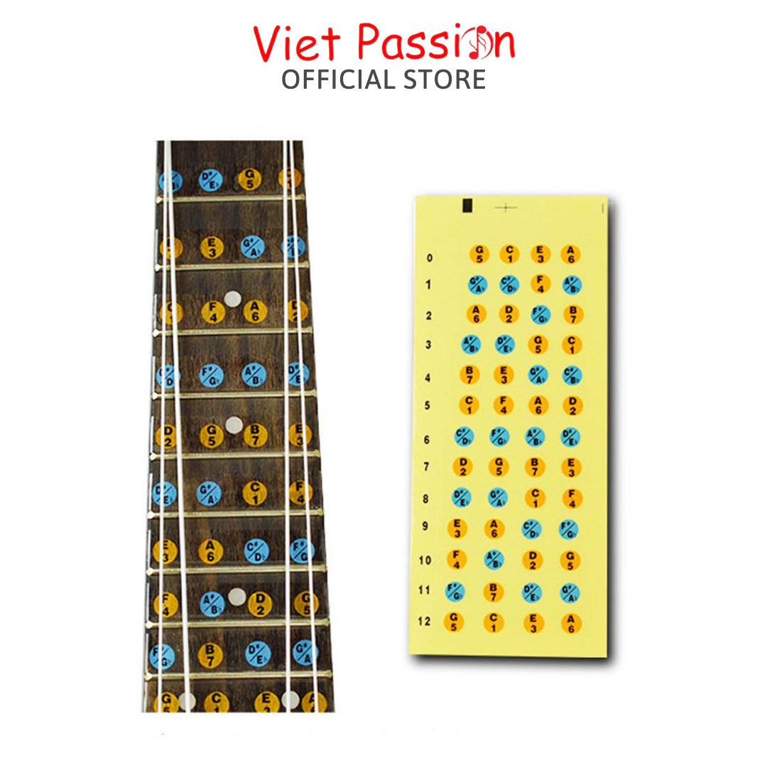 Sticker guitar ukulele dán nốt cần đàn guitar ukulele Viet Passion