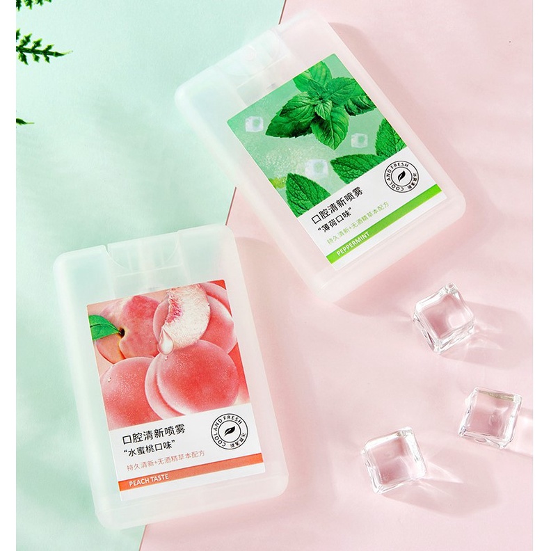 [Hoàn Tiền 15%] Xịt Thơm Miệng Mùi Bạc Hà Mùi Đào thơm mát 20ML