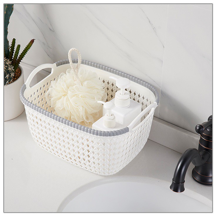 Giỏ đựng đồ đan hoa, giỏ đồ nhựa Việt Nhật 3377
