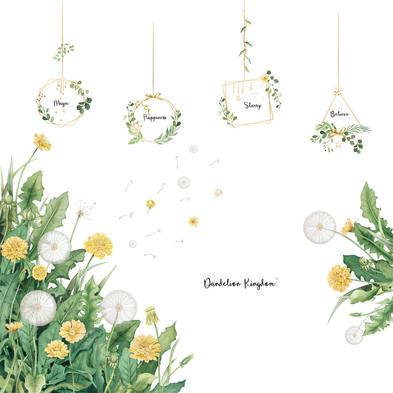 Decal dán tường, tranh dán tường hoa cỏ vàng