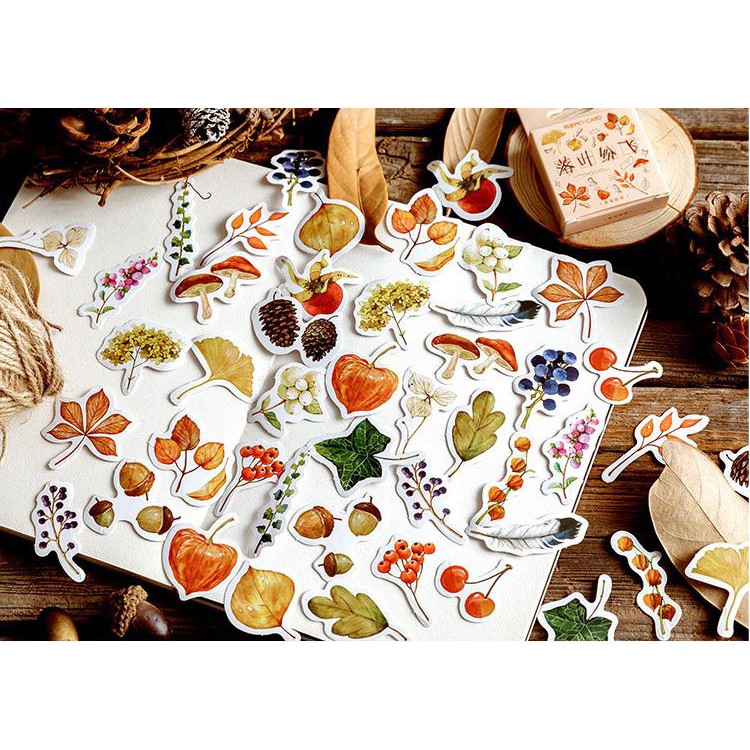 Bộ 46 Sticker Mùa Thu Vàng dán trang trí E46