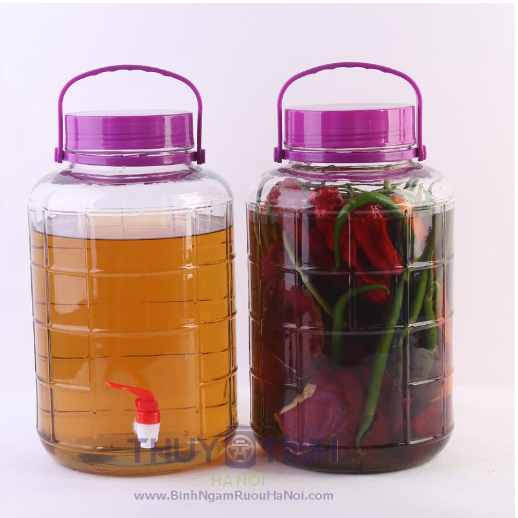 BÌNH THỦY TINH QUAI XÁCH NẮP TÍM 16L