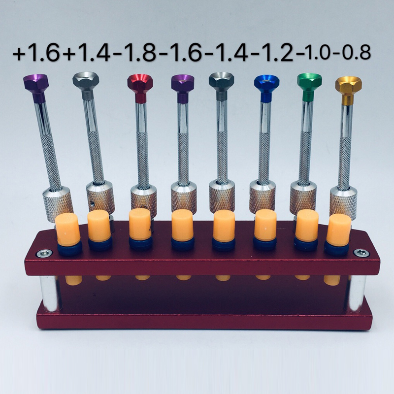 8 chiếc tua vít sửa chữa đồng hồ bộ giá đỡ kim loại 0.6 0.8 1.0 1.2 1.4 bộ dụng cụ sửa chữa đồng hồ có rãnh chữ thập 1.6mm