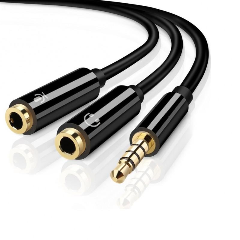 Giắc cắm 3.5MM hình chữ Y 2 trong 1 chuyển đổi 1 lỗ cắm sang đầu cắm 2 âm thanh nổi tai nghe Aux loa 25cm