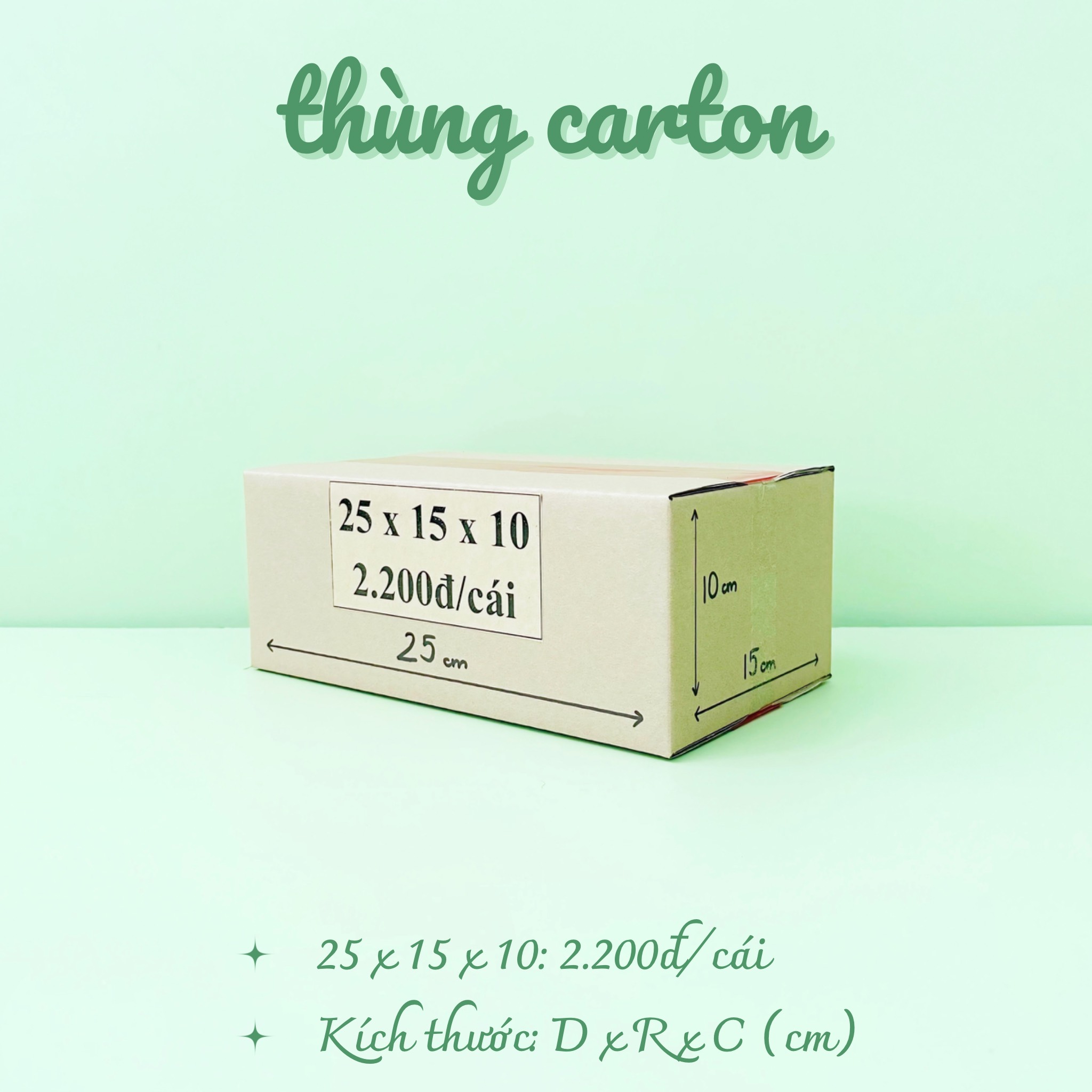 Kích thước 25x15x10 cm Combo 50 hộp carton đóng gói hàng hóa