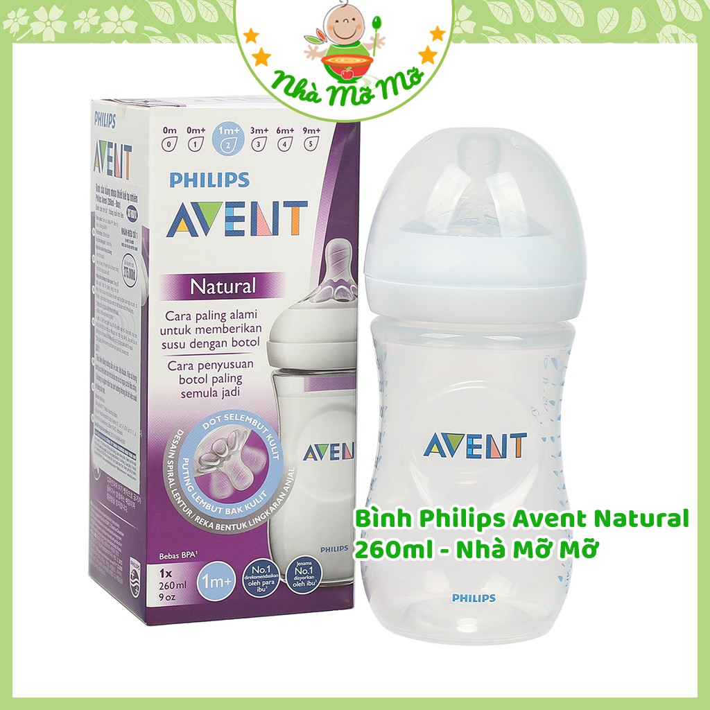 Bình sữa Philips Avent Natural 260ml cho bé - Nhà Mỡ Mỡ