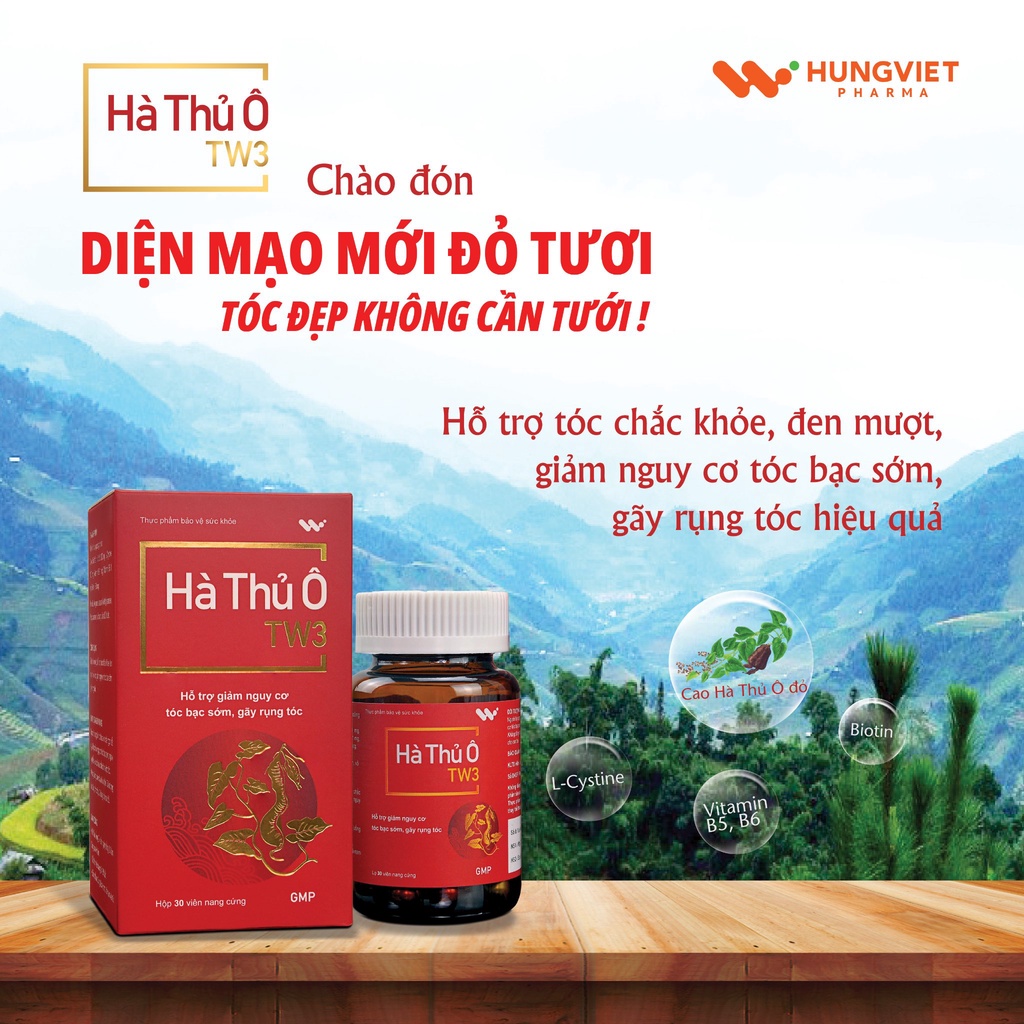 HÀ THỦ Ô TW3 (lọ 60 viên) - Chống Rụng Tóc, Hỗ Trợ Mọc Tóc