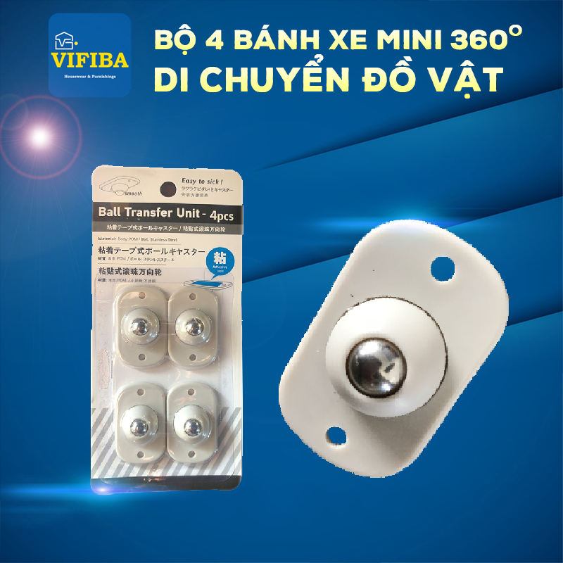 Bộ 4 Bánh Xe Mini Di Chuyển Đồ Vật Xoay 360 độ - Tải trọng 8kg