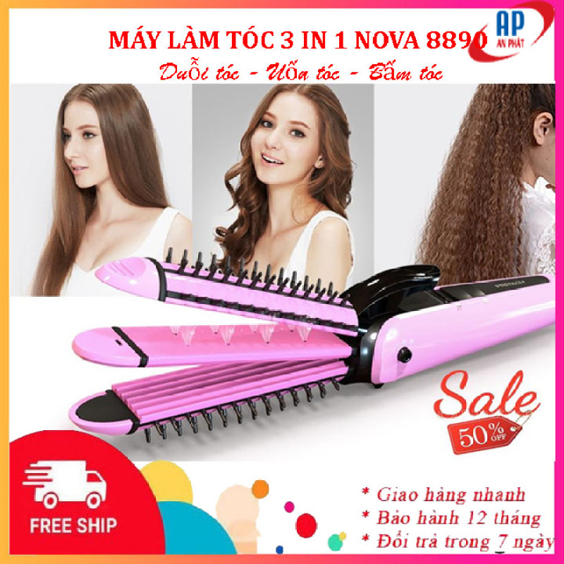 Máy uốn duỗi bấm tóc đa năng 3 in 1 Nova 8890 công nghệ Nano không hại tóc, máy ép thẳng, dập xù máy tạo kiểu tóc giá rẻ - Bảo hành 6 tháng giá rẻ