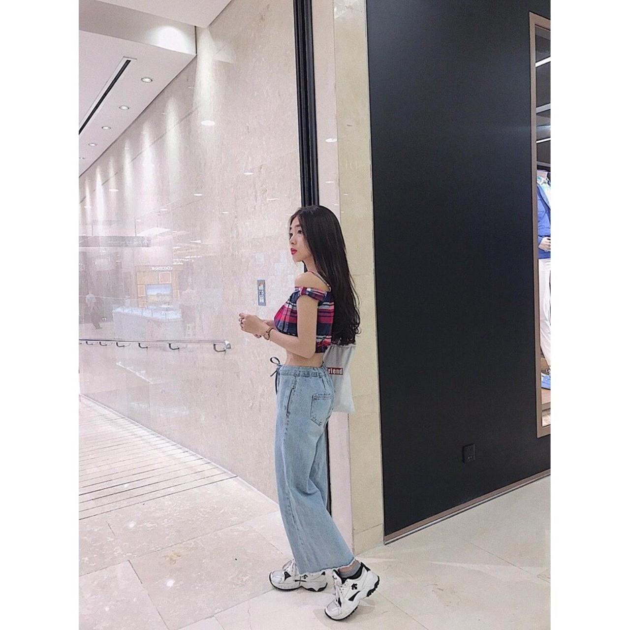 Quần Jeans Nữ Ống Rộng Thắt Nơ Cao Cấp