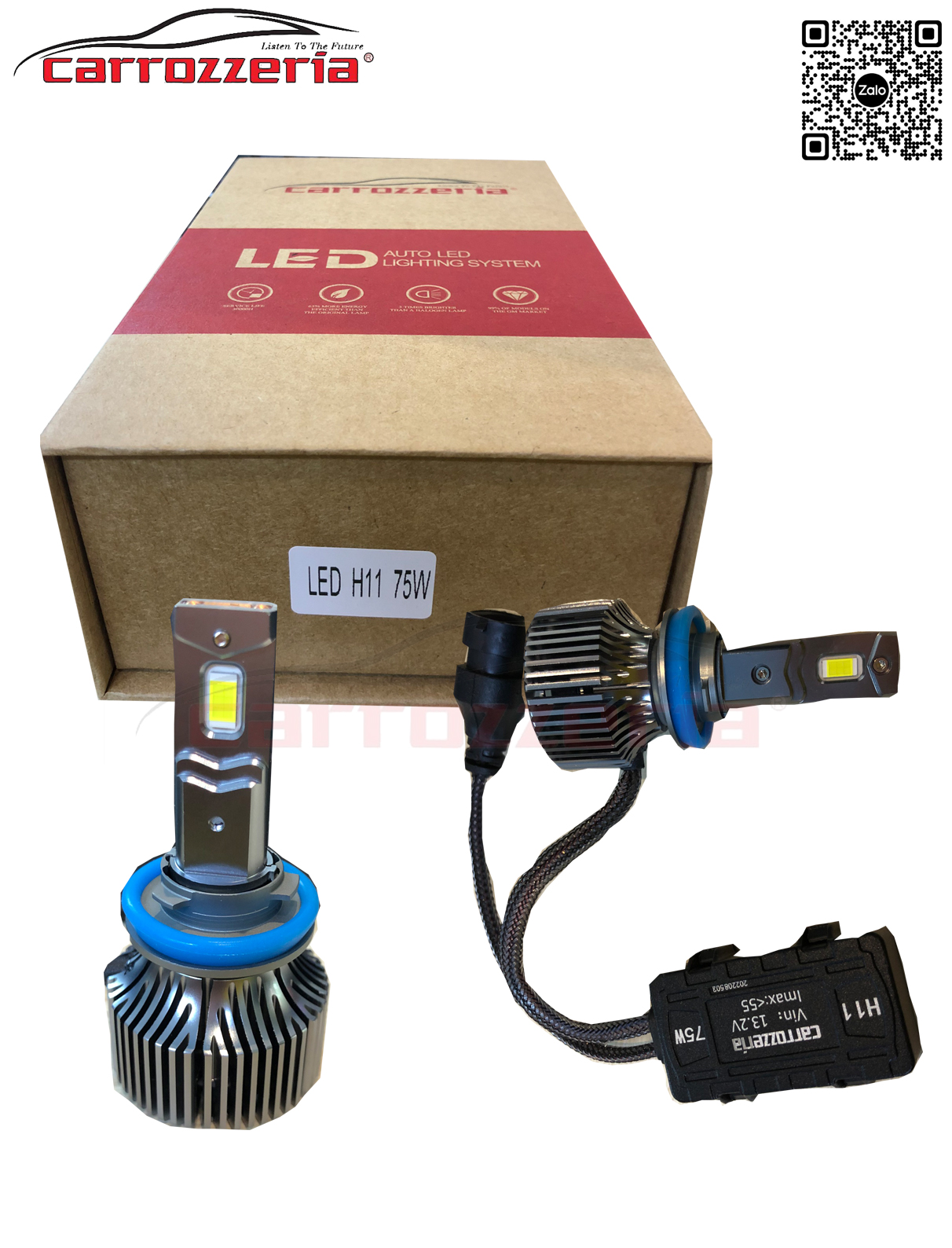 Đèn led pha cos đèn cốt ô tô xe hơi carrozzeria h11 75w 6500k