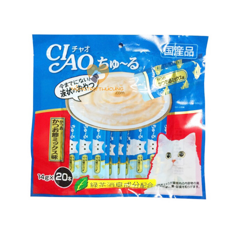 Gói 40 Thanh Súp Thưởng Ciao Nhật Bản Mix Vị - [Nông Trại Thú Cưng]