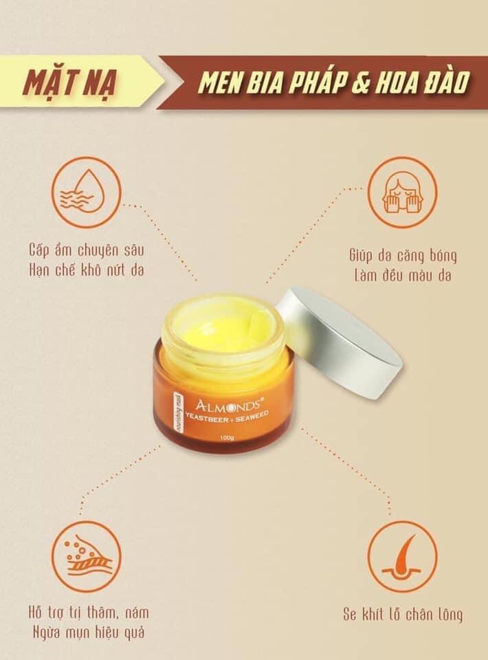 [CHÍNH HÃNG] Mặt Nạ Men Bia Pháp Almonds
