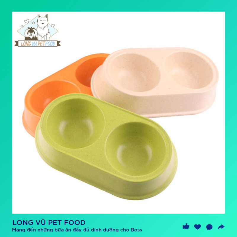 Bát ăn đôi cho chó mèo - Long Vũ Pet Food -Bát ăn cho chó mèo