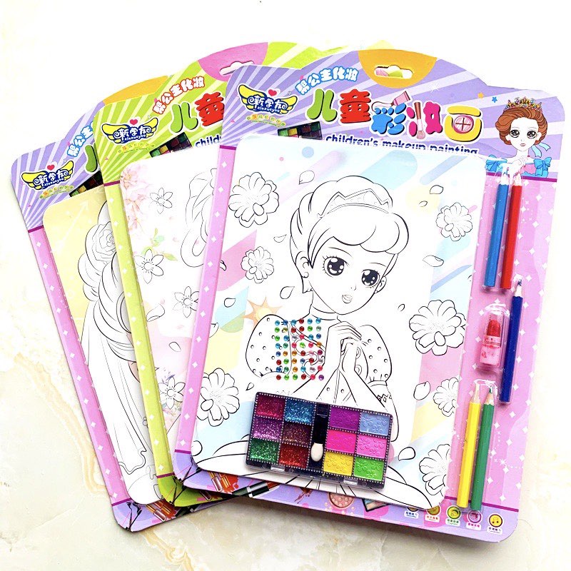 2 Set Tranh Tô Màu Trang Điểm Công Chúa Cho Bé