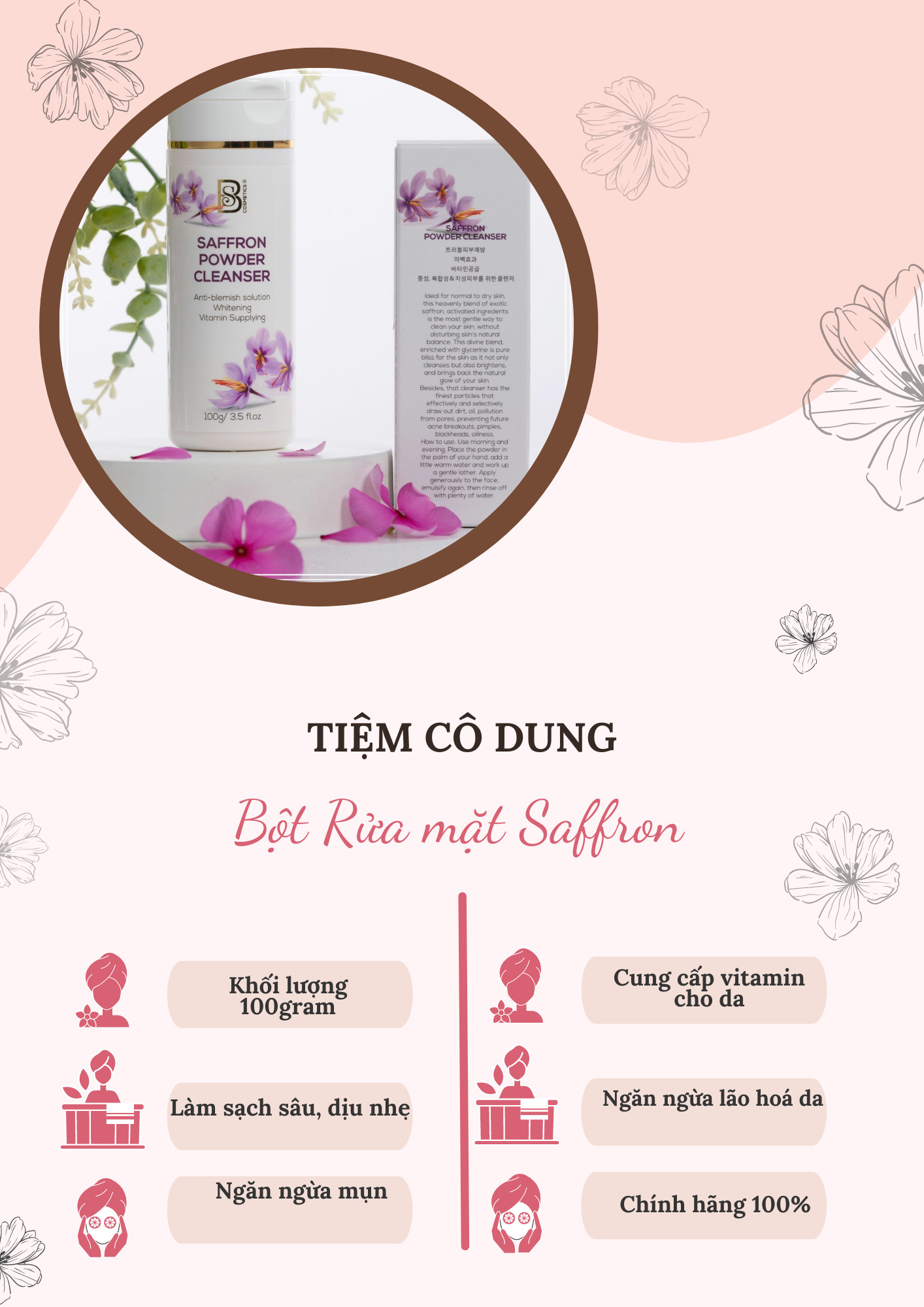Bột rửa mặt Saffron Powder Cleanser