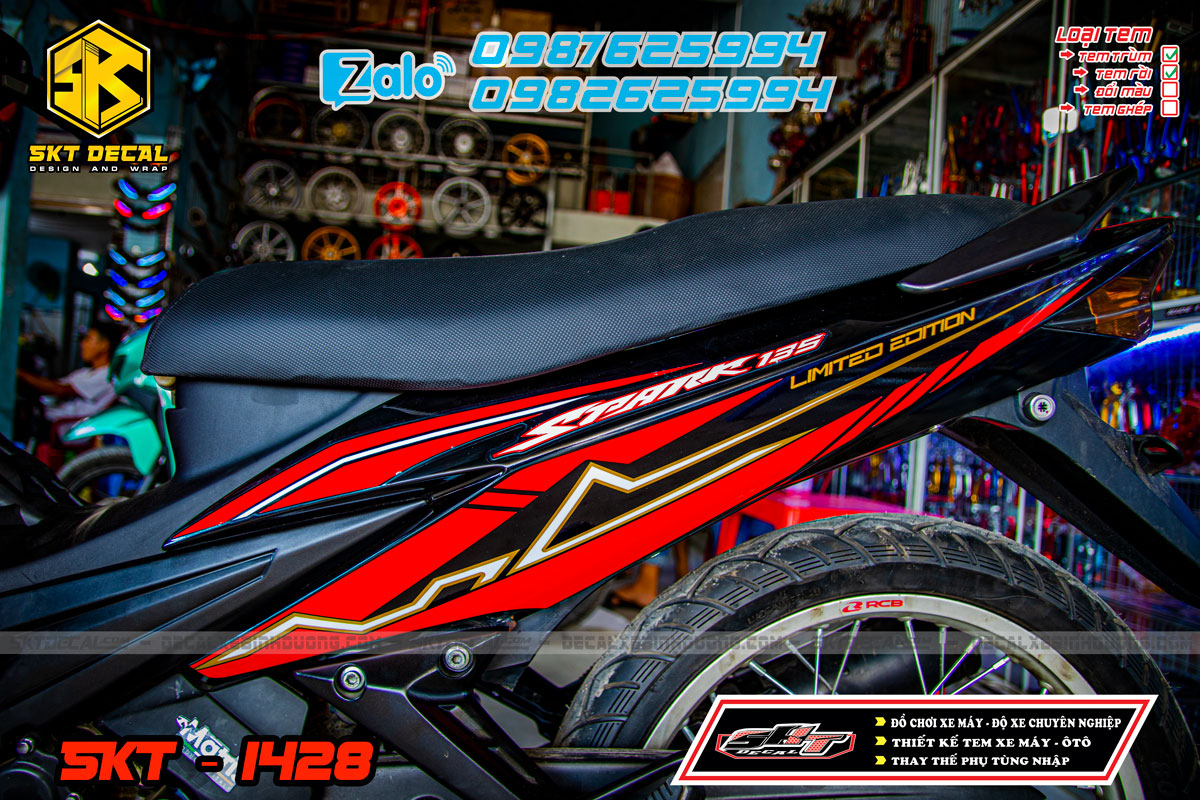 tem rời xe exciter 2010 đỏ đen spark