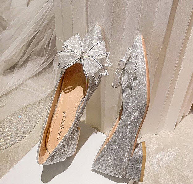 Giày Gót Vuông Đính Nơ Big Size _ HÀNG CÓ SẴN (size 40➡️43)