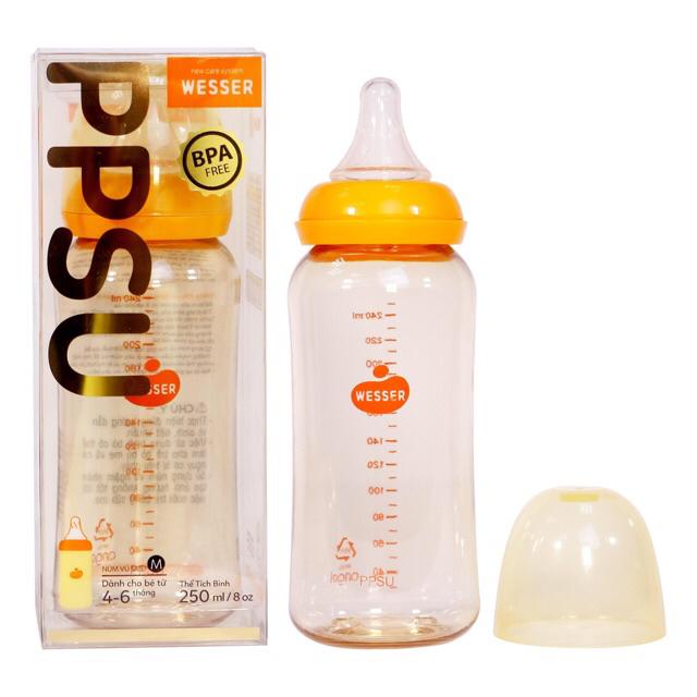 Bình sữa Wesser PPSU cao cấp cổ hẹp 60ml/140ml/250ml
