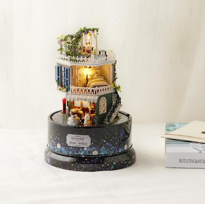 Hộp âm nhạc xoay vòng tròn Có đèn led Look For A Star B026 Diydollhouse Quà tặng sinh nhật, quà tặng bé gái đồ chơi bé gái