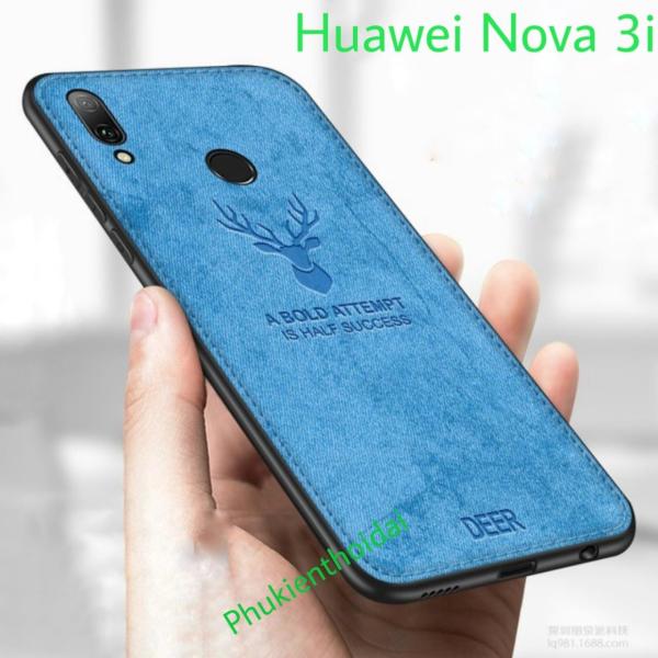 Ốp lưng Huawei Nova 3i vải đầu hươu cao cấp