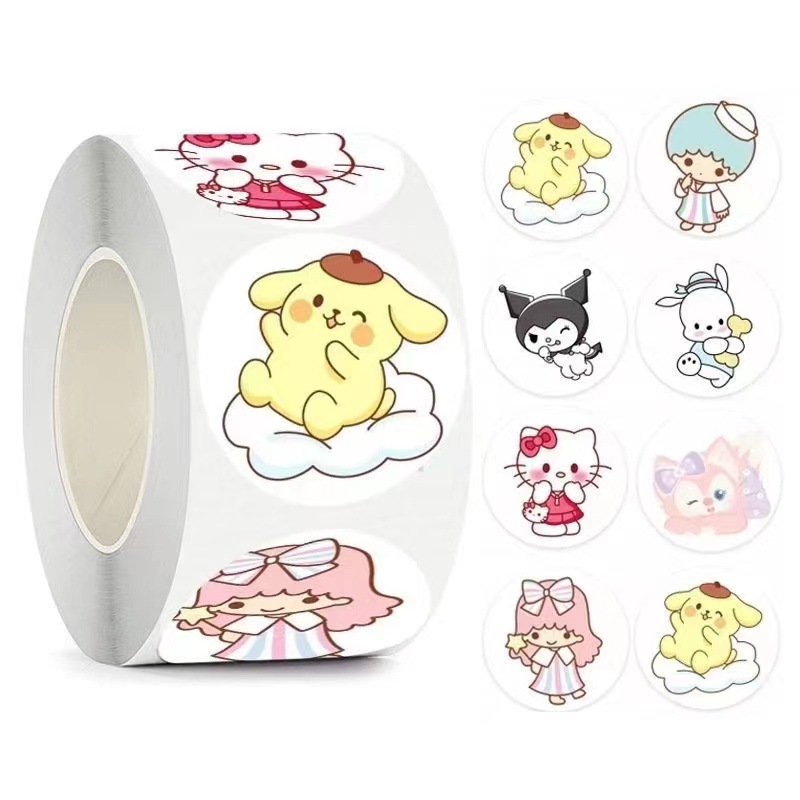 Cuộn 500 tem Sticker Sanrio dễ thương - 2.5cm
