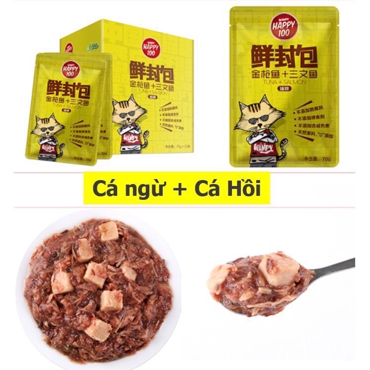 Pate Wanpy Happy 100 Cho Mèo 70gr/gói (6 vị)