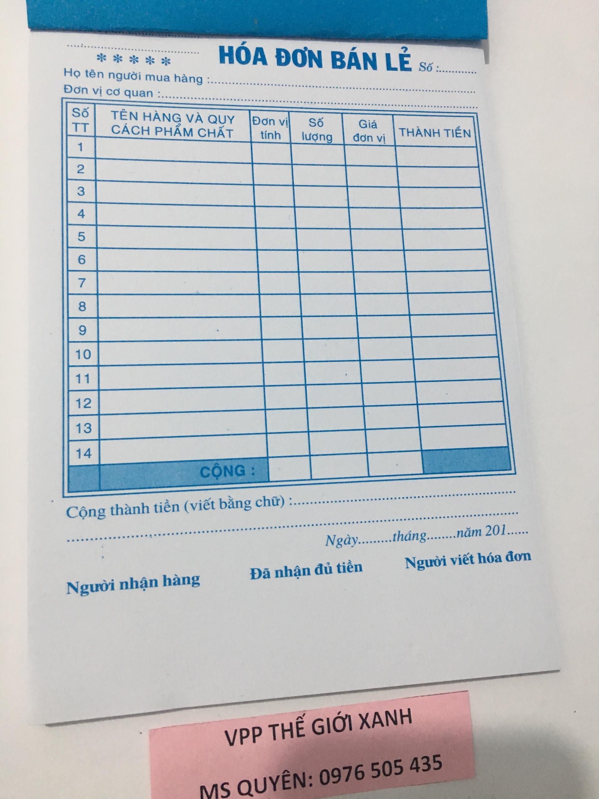SET 10 CUỐN HÓA ĐƠN 1 LIÊN GiẤY DÀY TỐT (HĐ FO) (12.5*18.5CM)