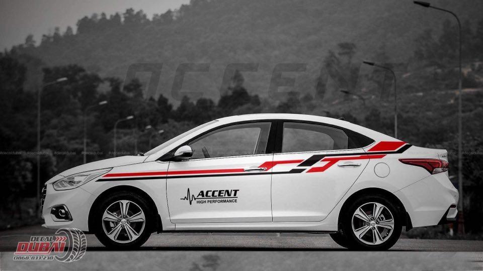 Tem Dán Xe Huyndai Accent Trắng Đơn Giản Mẫu Mới