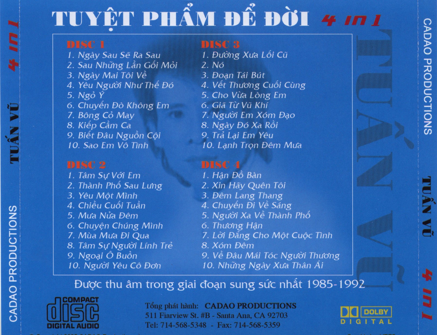 Bộ 4 đĩa cd Tuấn vũ tuyệt phẩm để đời (phôi đĩa nhật)