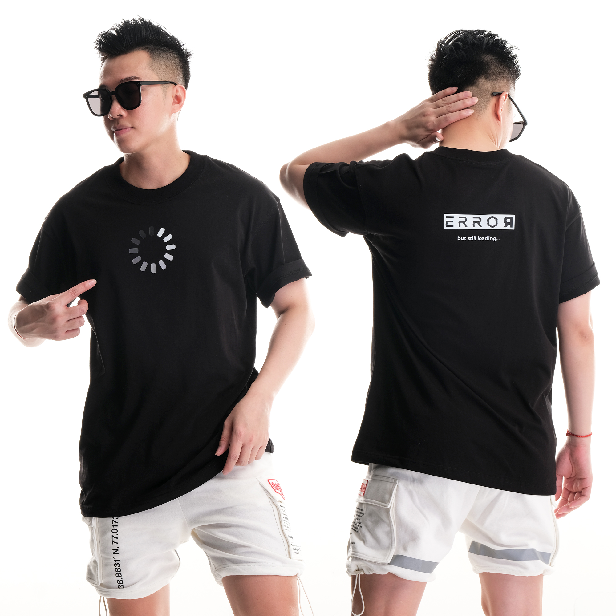 Áo Thun Oversize Nam Nữ Cotton 100% Still Loading Local Brand Error Tee Basic Màu Đen Bo Cổ Tròn Dày 3cm Không Xù Lông Không Co Rút