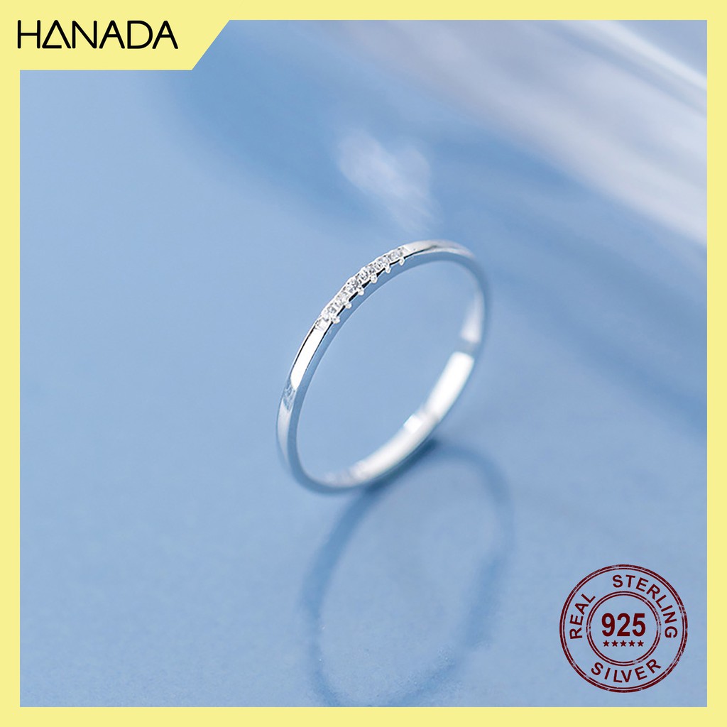 [HCM] Nhẫn Bạc 925 Hanada Nửa Vòng Đá 0077